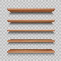 Wooden store shelf or empty wall 3d bookshelf vector