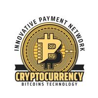 Bitcoin cryptocurrency mining and payment icon vector