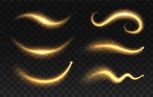 Golden magic dust trail, gold glitter star light vector