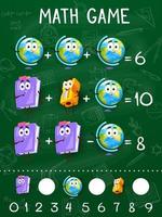 Cartoon school education objects math worksheet vector