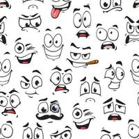 Cartoon funny emoji, giggle faces seamless pattern vector
