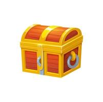 Wooden treasure chest, closed trunk ui game asset vector