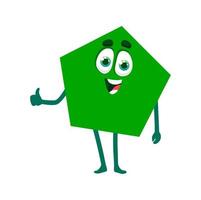 Pentahedron math shape character, green figure vector