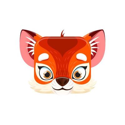 Cartoon fox kawaii square animal face, character
