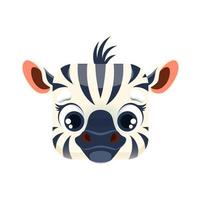 Cartoon zebra kawaii square cute horse animal face vector