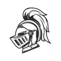 Knight warrior helmet, heraldry armor with plume vector