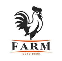 Agriculture and poultry farm rooster icon vector