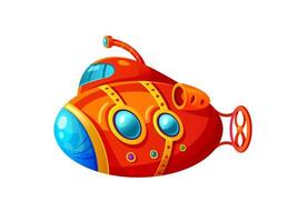 Cartoon submarine with periscope, underwater boat vector
