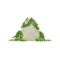 Triangle stone sign board with ivy jungle leaves vector