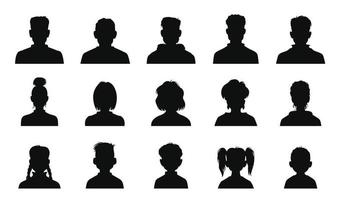 Avatar silhouettes, children and senior profiles vector