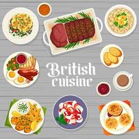 británico cocina restaurante comida menú vector cubrir
