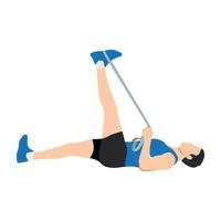 Man doing Hamstring stretch with elastic band exercise vector