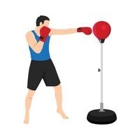 punching bag with stand and boxing gloves , reflex punching bag. vector