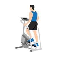 Man character doing Cardio, stair master or stair mill exercise. flat vector illustration