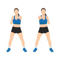 Young woman doing punching exercises. Fitness woman working on martial arts punches at a gym. vector