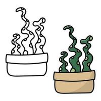 Cactus coloring book page. Cactus in a pot. Isolat vector