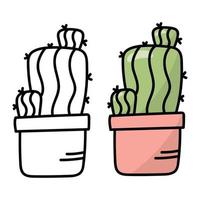 Cactus coloring book page. Cactus in a pot. Isolat vector