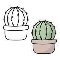 Cactus coloring book page. Cactus in a pot. Isolat vector