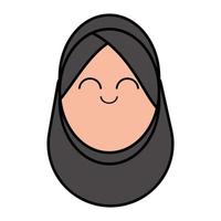 muslim woman with hijab icon on white background vector