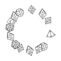 White dice frame in round shape hand drawn vector