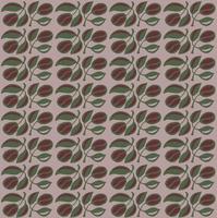 Seamless pattern coffee beans and ethnic motifs. Vector beige background with plant branches