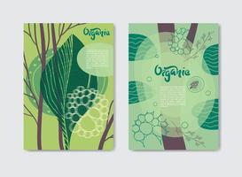 eco cubiertas, plantillas colocar, carteles en memphis y hipster estilo con geométrico y naturaleza elementos. vector ilustraciones