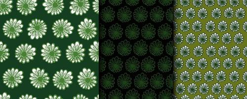 Set of decorative chamomile patterns. Endless texture for design vector