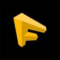 Letter f block geometric creative design vector