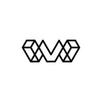 Letter m block cube square line creative logo vector