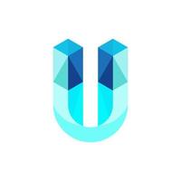 Geometric letter u block colorful creative design vector