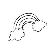 Doodle Clouds and rainbow, Hand Drawn Vector