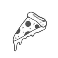 Pizza rebanada con Derretido queso y pepperoni. mano dibujado garabatear. dibujos animados bosquejo. decoración para saludo tarjetas, carteles, emblemas vector