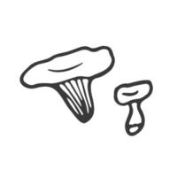 Doodle forest mushroom. Hand drawn sketch line art, vector illustration isolated on white background, gray line art, nature sketch