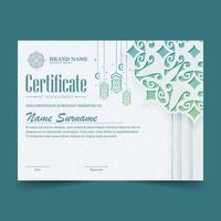 colorful islamic ramadan award certificate vector