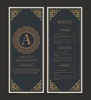 Luxury Menu Layout with Ornamental Elements vector