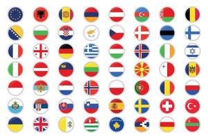 Set Of All Europe Flags Circles Shine And Shadow vector