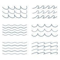 Thin Blue Wave Lines Set vector