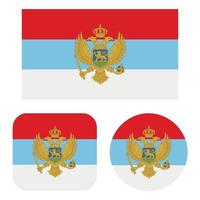 Montenegro Flag In Rectangle Square And Circe