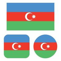 Azerbaijan Flag In Rectangle Square And Circe vector