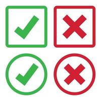 Check And Cross In Boxes And Circles Set vector
