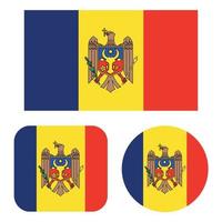 Moldavia bandera en rectángulo cuadrado y circulo vector