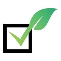 Green Leaf Check Mark In Black Box vector