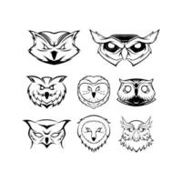 Owl Face Illustration Symbol Collection vector