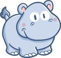 Cute and fanny hippopotamus smiling happily vector