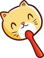 Funny and cute hand-held fan with cat shape vector