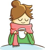 Cute and funny female drinking coffee vector