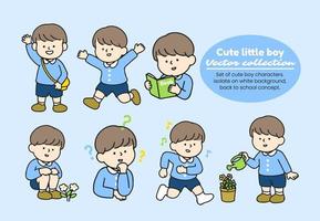 Set of cute boy characters. isolate on white background, back to school concept. vector