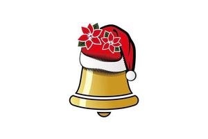 Bell icon vector illustration design with santa class hat, christmas bell logo