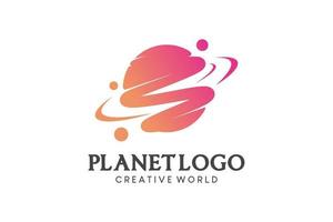 Planet icon logo design, abstract globe planet vector illustration shape letter S