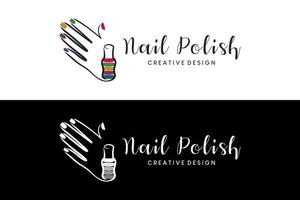 Nail polish logo design, nail care salon logo vector illustration for beauty lifestyle